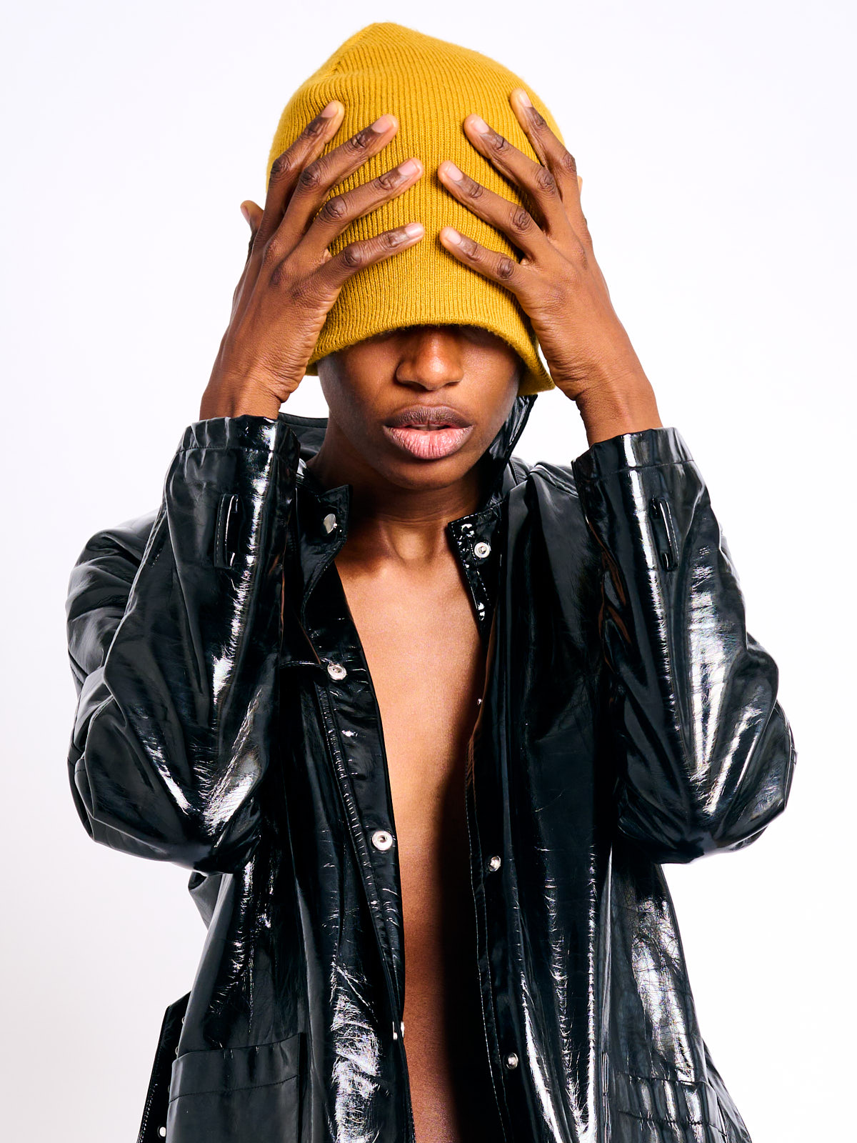 Fatima in Beanie & Latex by Kenneth Svendlund